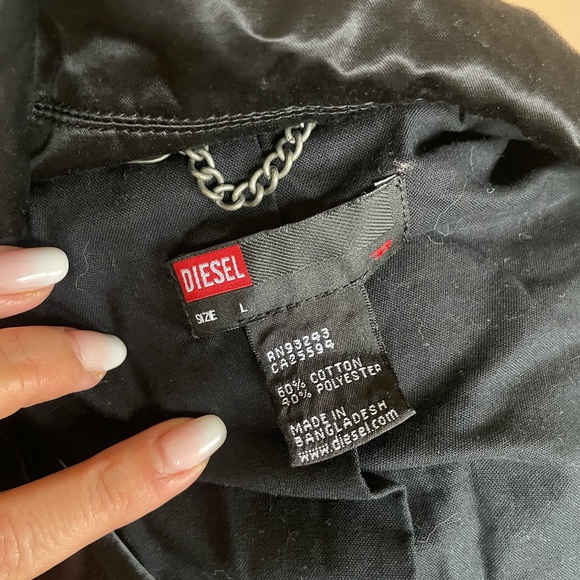 Y2k Shiny Black 'Diesel' Blazer Moto Jacket With Playing Card Embroidery - Picture 11 of 11